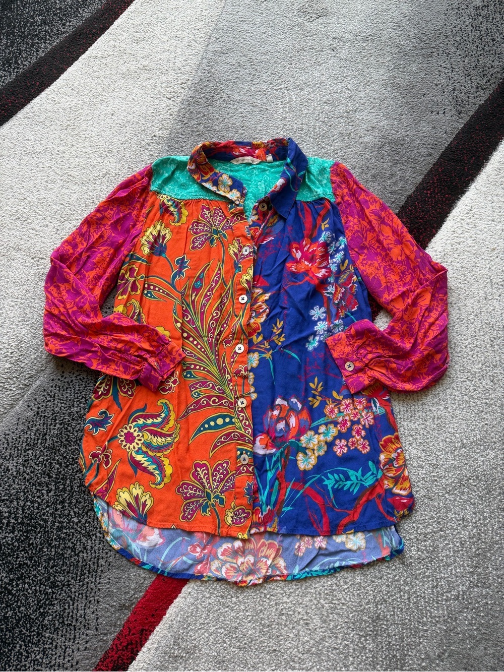 Soft Surroundings Paisley Patchwork Boho Shirt Blouse